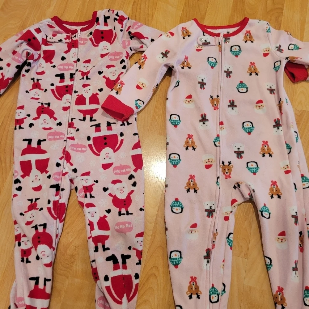 Carter's Christmas Pajamas Fleece Long Sleeve Footie Pajamas Size 24 Months
